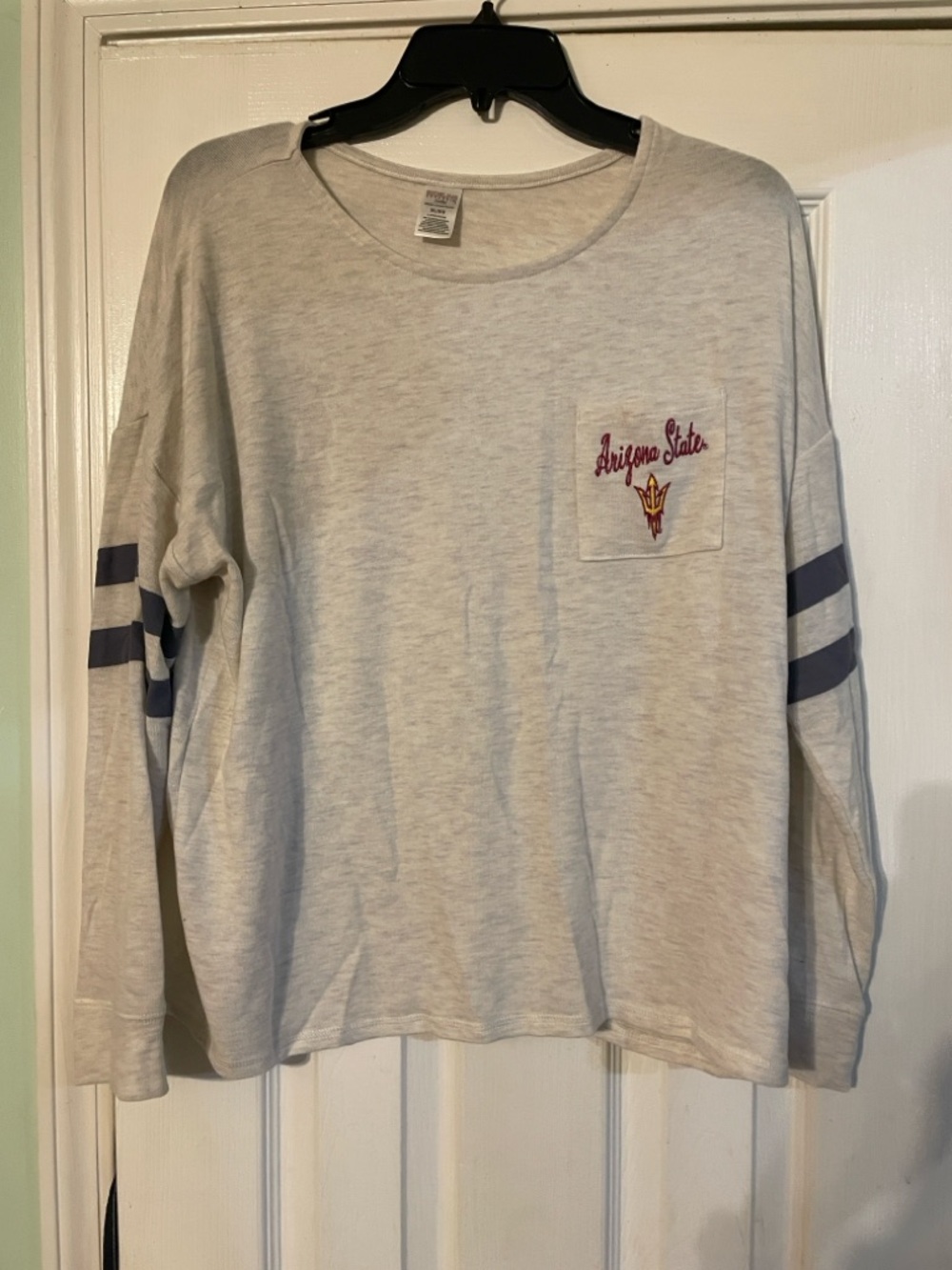 Arizona State Women's Long Sleeve Tee - Light Gray with Navy Stripes